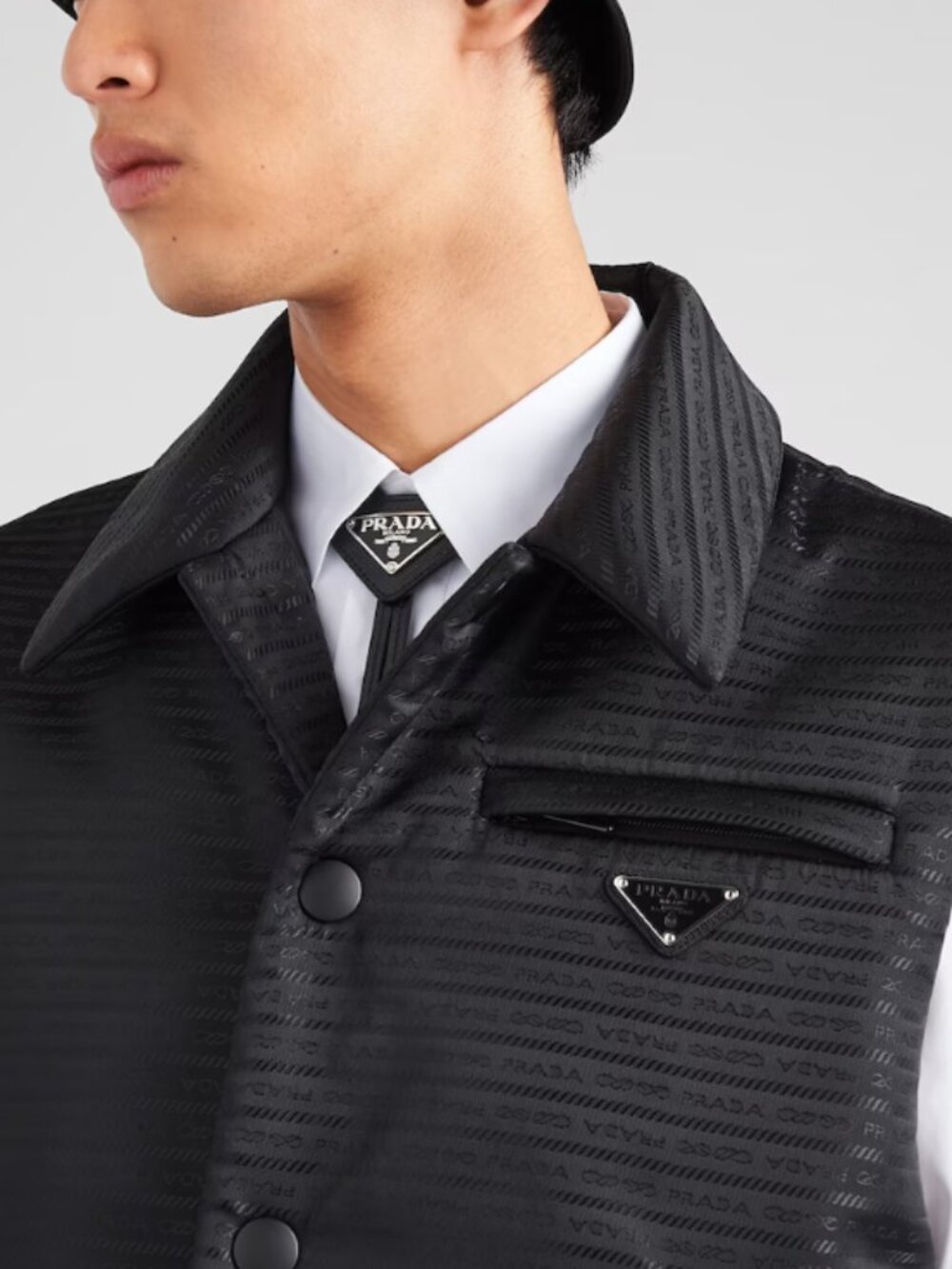 New PRADA Saffiano Leather Bolo Tie🖤 Black | Triangle Logo | Gift Box ✨ - Picture 5 of 8
